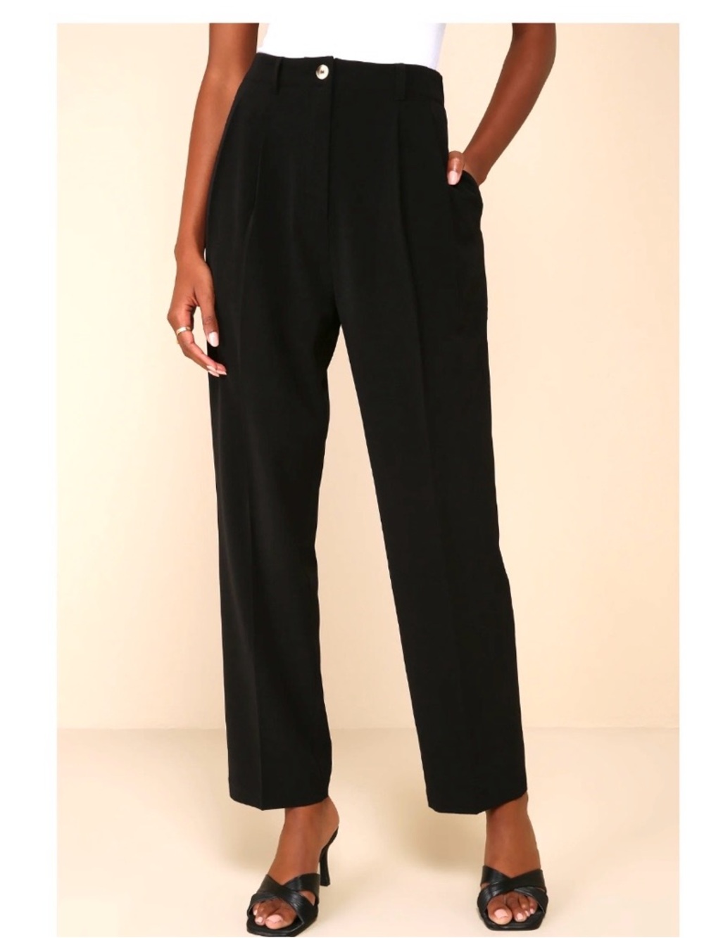 LULU’S SOPHISTICATED WORKWEAR  STRAIGHT LEG BLACK BAGGY TROUSER PANT NWT SzXL